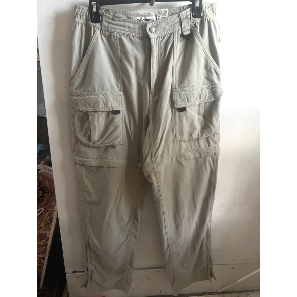 Columbia GRT Convertible Cargo Pants Mens Medium Khaki Tan Zip Off 32x31.5